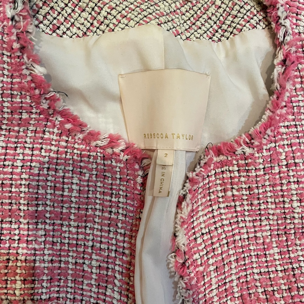 Rebecca Taylor Pink Tweed Open-Front Jacket - Picture 5 of 9